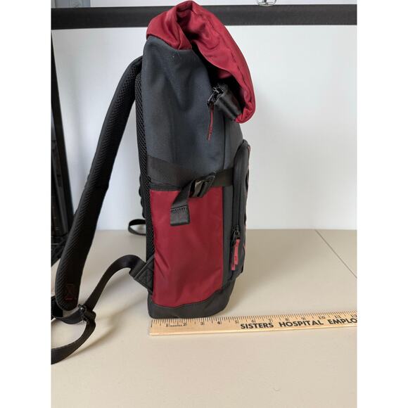 OAKLEY Utility Rolled Up Backpack Roll Top Bag Dull Onyx Red Y2k - Picture 3 of 14